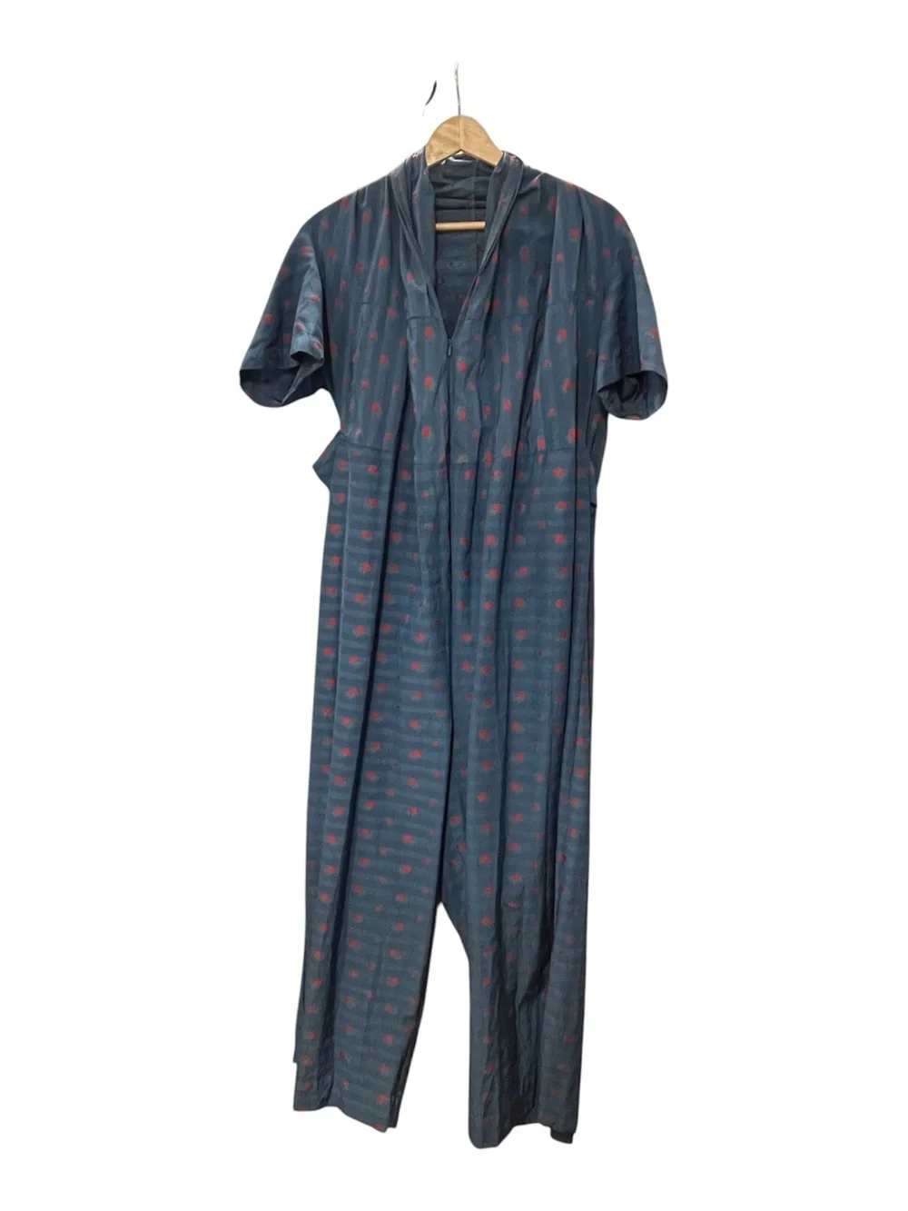 Caron Callahan Blue Short-Sleeve Kids Pajama Jumpsuit with Pink Dot Pattern